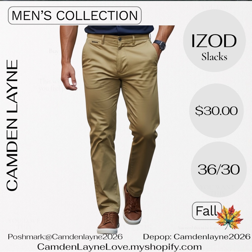 Izod Men's Khaki Chinos - Picture 3 of 9